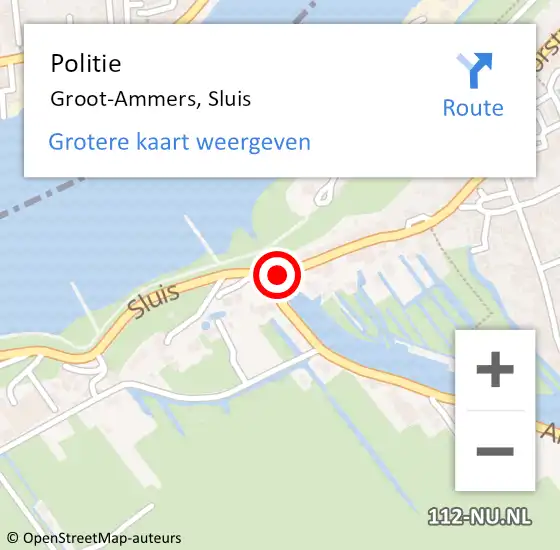 Locatie op kaart van de 112 melding: Politie Groot-Ammers, Sluis op 9 maart 2019 17:04
