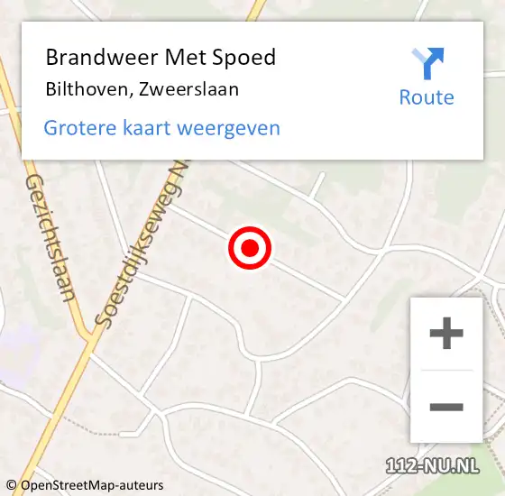 Locatie op kaart van de 112 melding: Brandweer Met Spoed Naar Bilthoven, Zweerslaan op 9 maart 2019 17:08