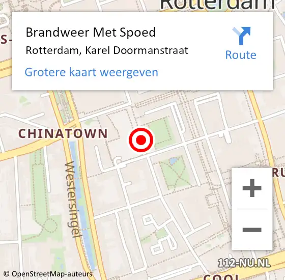 Locatie op kaart van de 112 melding: Brandweer Met Spoed Naar Rotterdam, Karel Doormanstraat op 9 maart 2019 17:12