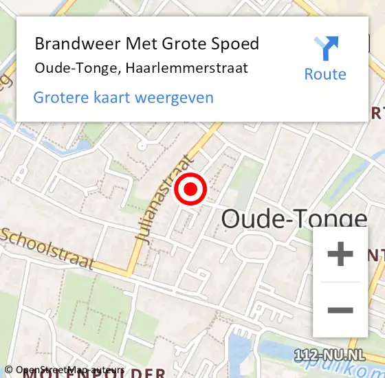 Locatie op kaart van de 112 melding: Brandweer Met Grote Spoed Naar Oude-Tonge, Haarlemmerstraat op 9 maart 2019 17:29