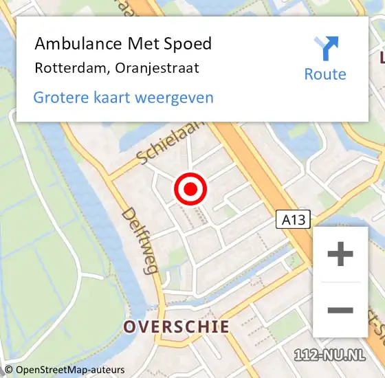 Locatie op kaart van de 112 melding: Ambulance Met Spoed Naar Rotterdam, Oranjestraat op 9 maart 2019 18:04
