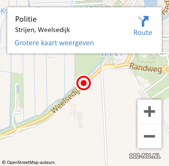 Locatie op kaart van de 112 melding: Politie Strijen, Weelsedijk op 9 maart 2019 18:34