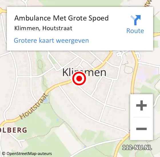 Locatie op kaart van de 112 melding: Ambulance Met Grote Spoed Naar Klimmen, Houtstraat op 25 maart 2014 20:40