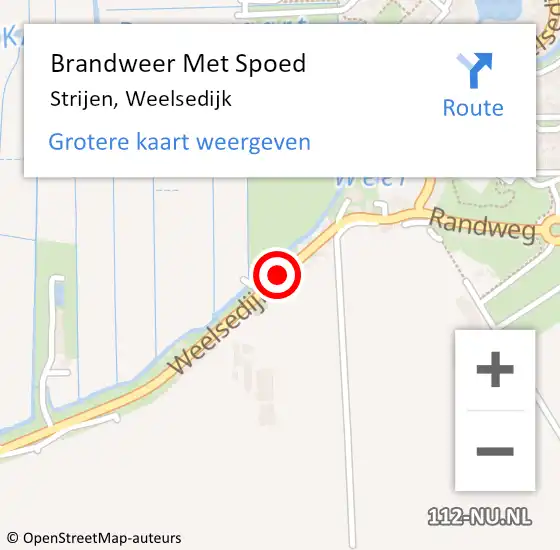 Locatie op kaart van de 112 melding: Brandweer Met Spoed Naar Strijen, Weelsedijk op 9 maart 2019 18:38
