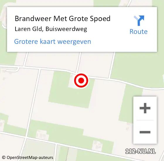 Locatie op kaart van de 112 melding: Brandweer Met Grote Spoed Naar Laren Gld, Buisweerdweg op 25 maart 2014 20:55