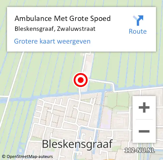 Locatie op kaart van de 112 melding: Ambulance Met Grote Spoed Naar Bleskensgraaf, Zwaluwstraat op 9 maart 2019 20:39