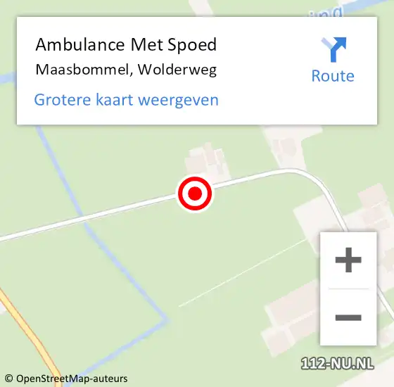 Locatie op kaart van de 112 melding: Ambulance Met Spoed Naar Maasbommel, Wolderweg op 9 maart 2019 21:30