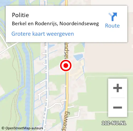 Locatie op kaart van de 112 melding: Politie Berkel en Rodenrijs, Noordeindseweg op 9 maart 2019 23:08