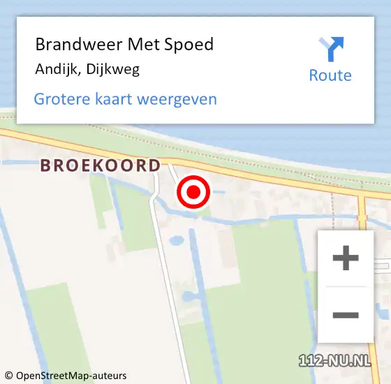 Locatie op kaart van de 112 melding: Brandweer Met Spoed Naar Andijk, Dijkweg op 9 maart 2019 23:08