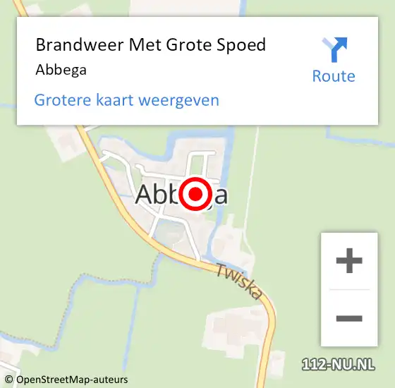 Locatie op kaart van de 112 melding: Brandweer Met Grote Spoed Naar Abbega op 9 maart 2019 23:54