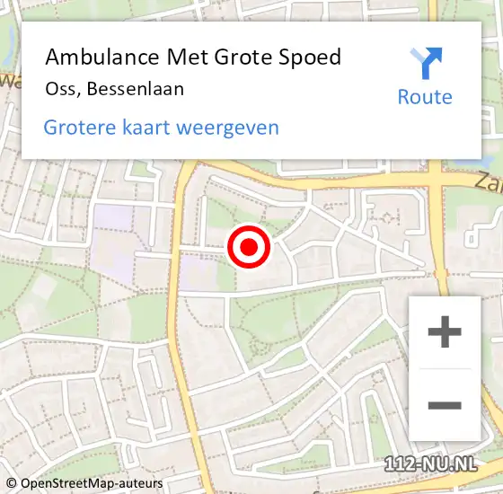 Locatie op kaart van de 112 melding: Ambulance Met Grote Spoed Naar Oss, Bessenlaan op 10 maart 2019 01:27