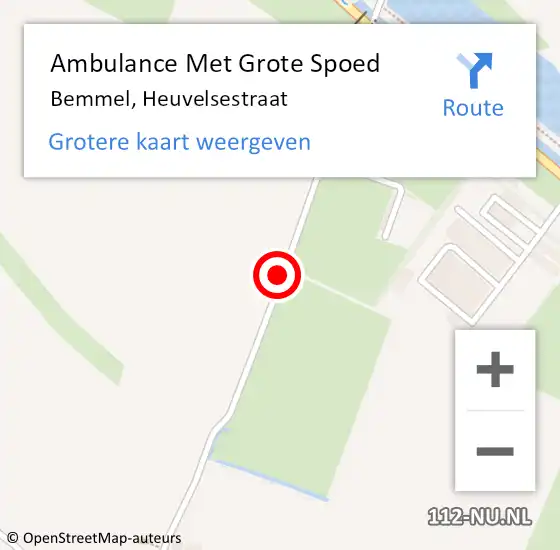 Locatie op kaart van de 112 melding: Ambulance Met Grote Spoed Naar Bemmel, Heuvelsestraat op 10 maart 2019 02:35