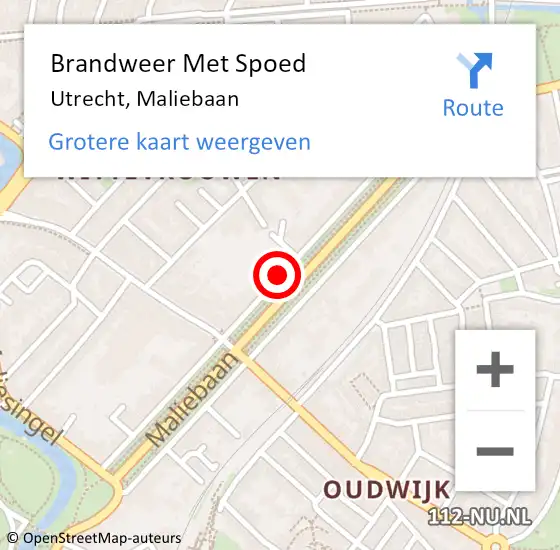 Locatie op kaart van de 112 melding: Brandweer Met Spoed Naar Utrecht, Maliebaan op 10 maart 2019 04:00