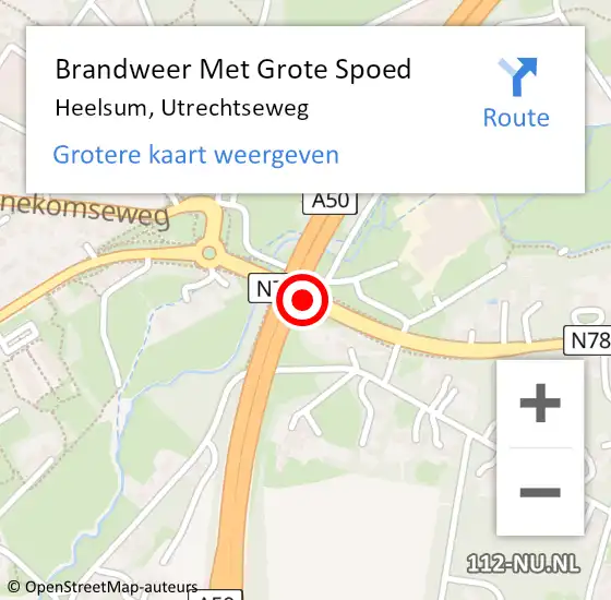 Locatie op kaart van de 112 melding: Brandweer Met Grote Spoed Naar Heelsum, Utrechtseweg op 10 maart 2019 04:22