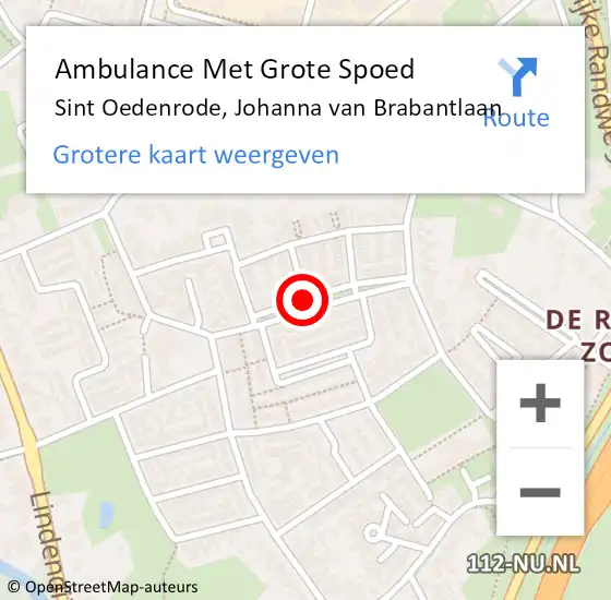 Locatie op kaart van de 112 melding: Ambulance Met Grote Spoed Naar Sint Oedenrode, Johanna van Brabantlaan op 10 maart 2019 04:54