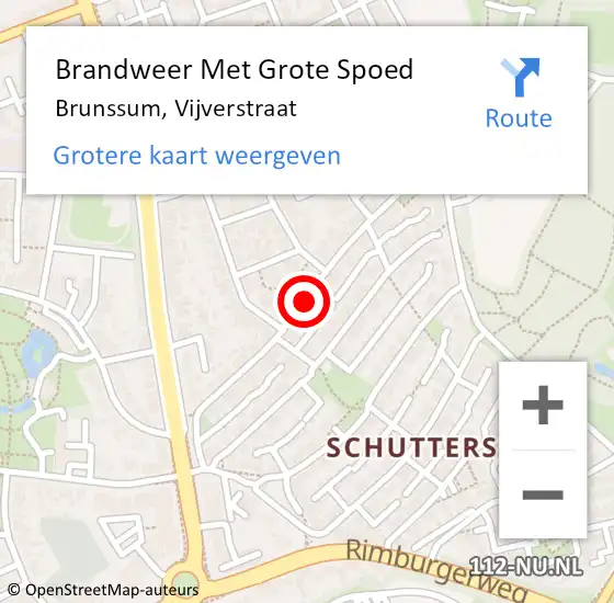 Locatie op kaart van de 112 melding: Brandweer Met Grote Spoed Naar Brunssum, Vijverstraat op 10 maart 2019 05:40