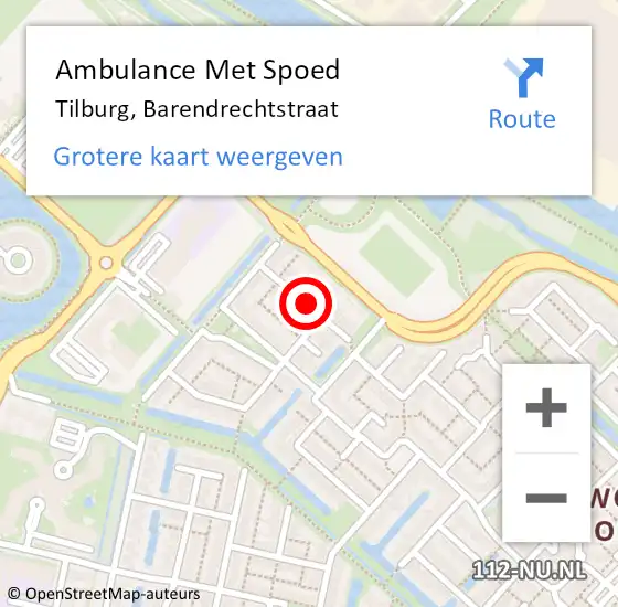 Locatie op kaart van de 112 melding: Ambulance Met Spoed Naar Tilburg, Barendrechtstraat op 10 maart 2019 07:58