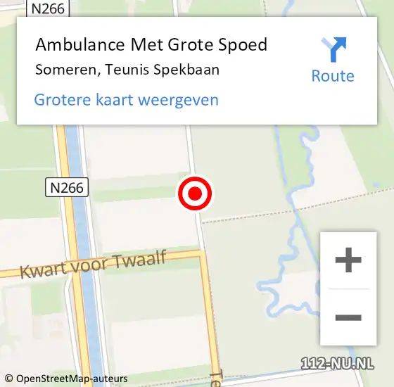 Locatie op kaart van de 112 melding: Ambulance Met Grote Spoed Naar Someren, Teunis Spekbaan op 10 maart 2019 09:19