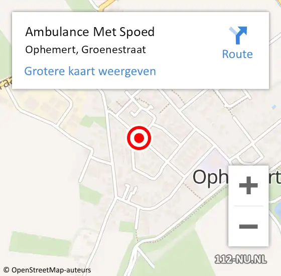 Locatie op kaart van de 112 melding: Ambulance Met Spoed Naar Ophemert, Groenestraat op 10 maart 2019 09:25