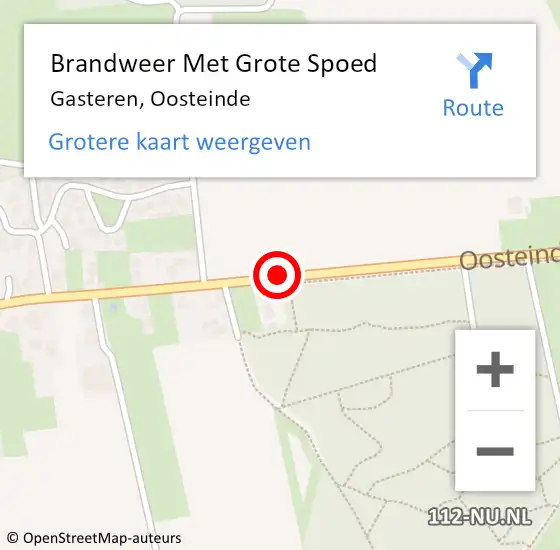 Locatie op kaart van de 112 melding: Brandweer Met Grote Spoed Naar Gasteren, Oosteinde op 10 maart 2019 09:45