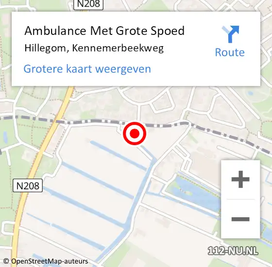 Locatie op kaart van de 112 melding: Ambulance Met Grote Spoed Naar Hillegom, Kennemerbeekweg op 25 maart 2014 22:08