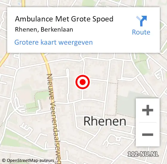 Locatie op kaart van de 112 melding: Ambulance Met Grote Spoed Naar Rhenen, Berkenlaan op 10 maart 2019 10:26