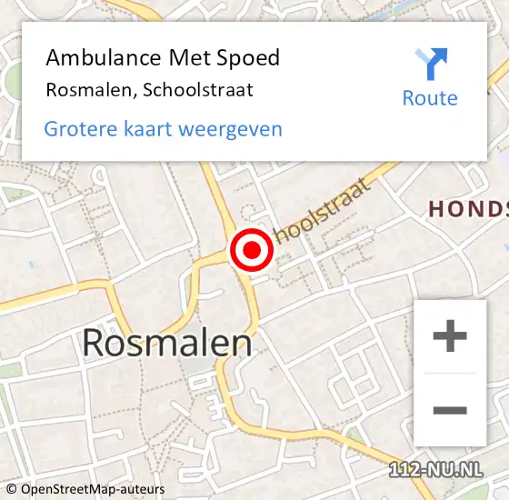 Locatie op kaart van de 112 melding: Ambulance Met Spoed Naar Rosmalen, Schoolstraat op 10 maart 2019 10:45