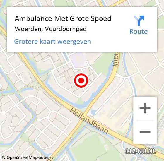 Locatie op kaart van de 112 melding: Ambulance Met Grote Spoed Naar Woerden, Vuurdoornpad op 26 september 2013 15:41