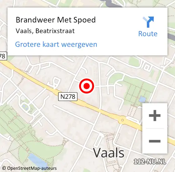 Locatie op kaart van de 112 melding: Brandweer Met Spoed Naar Vaals, Beatrixstraat op 10 maart 2019 11:33