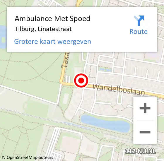 Locatie op kaart van de 112 melding: Ambulance Met Spoed Naar Tilburg, Linatestraat op 10 maart 2019 12:29