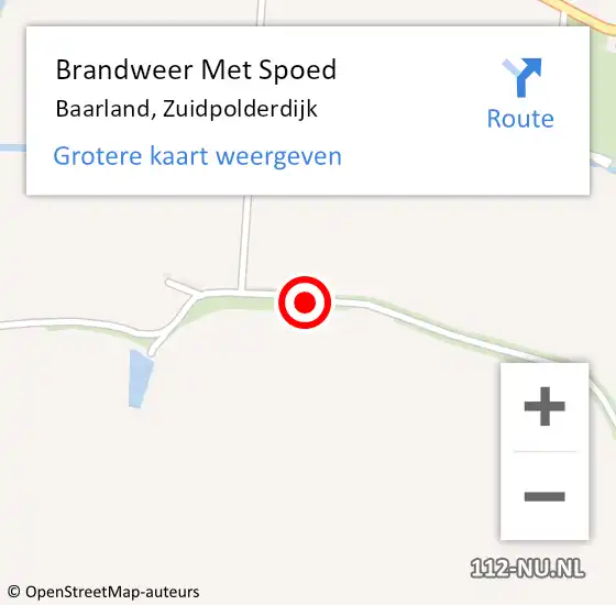 Locatie op kaart van de 112 melding: Brandweer Met Spoed Naar Baarland, Zuidpolderdijk op 10 maart 2019 12:50