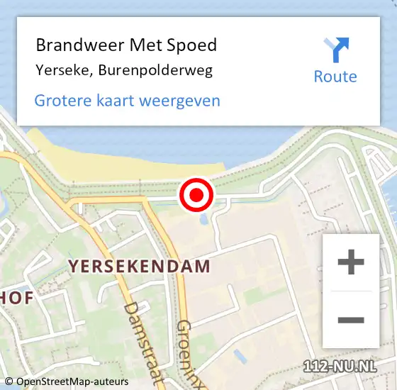 Locatie op kaart van de 112 melding: Brandweer Met Spoed Naar Yerseke, Burenpolderweg op 10 maart 2019 13:47