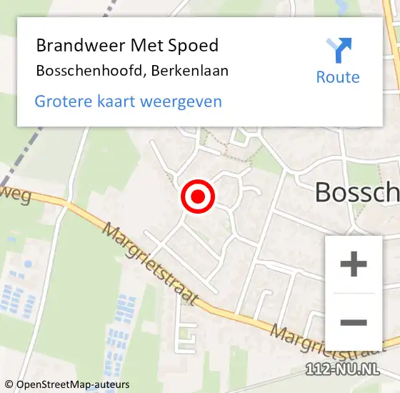 Locatie op kaart van de 112 melding: Brandweer Met Spoed Naar Bosschenhoofd, Berkenlaan op 10 maart 2019 14:01