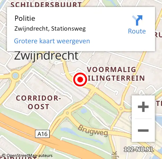 Locatie op kaart van de 112 melding: Politie Zwijndrecht, Stationsweg op 10 maart 2019 14:05