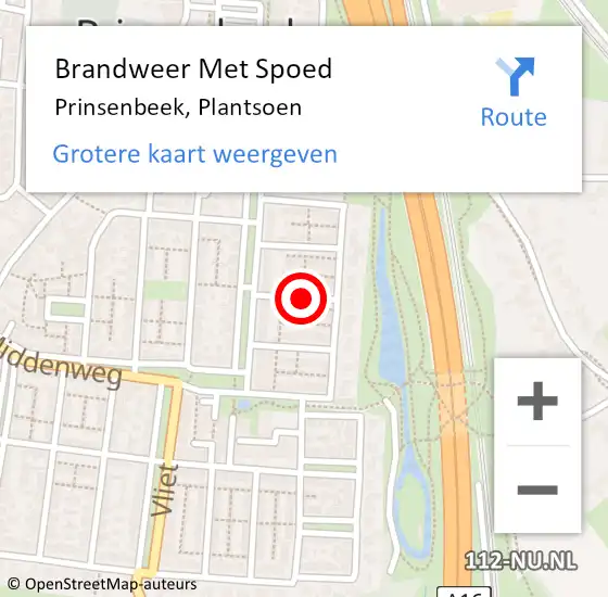 Locatie op kaart van de 112 melding: Brandweer Met Spoed Naar Prinsenbeek, Plantsoen op 10 maart 2019 14:06