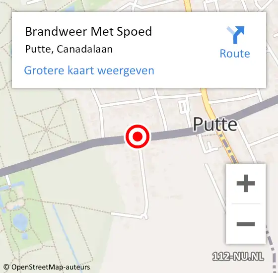 Locatie op kaart van de 112 melding: Brandweer Met Spoed Naar Putte, Canadalaan op 10 maart 2019 14:12