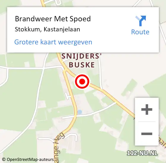 Locatie op kaart van de 112 melding: Brandweer Met Spoed Naar Stokkum, Kastanjelaan op 10 maart 2019 14:19