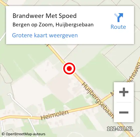 Locatie op kaart van de 112 melding: Brandweer Met Spoed Naar Bergen op Zoom, Huijbergsebaan op 10 maart 2019 14:24