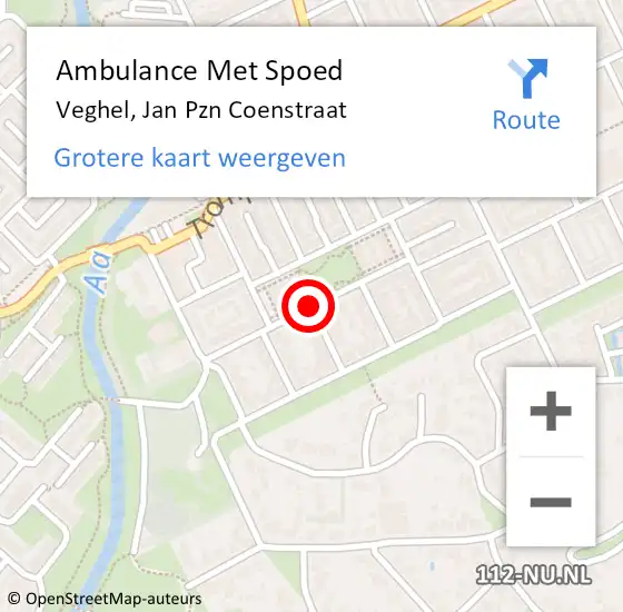 Locatie op kaart van de 112 melding: Ambulance Met Spoed Naar Veghel, Jan Pzn Coenstraat op 10 maart 2019 14:31