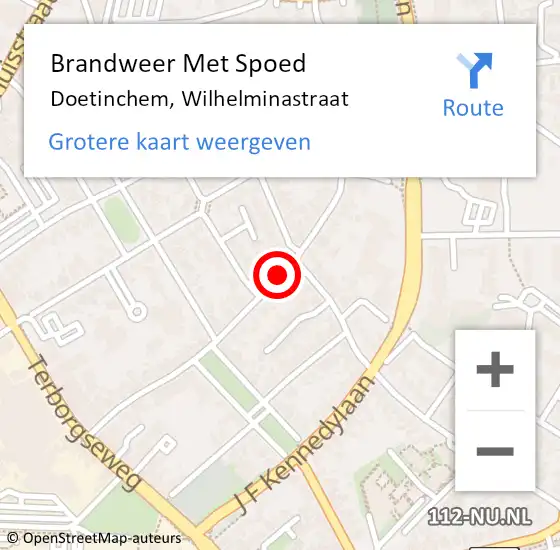 Locatie op kaart van de 112 melding: Brandweer Met Spoed Naar Doetinchem, Wilhelminastraat op 10 maart 2019 14:33