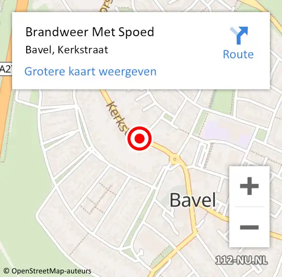 Locatie op kaart van de 112 melding: Brandweer Met Spoed Naar Bavel, Kerkstraat op 10 maart 2019 14:36