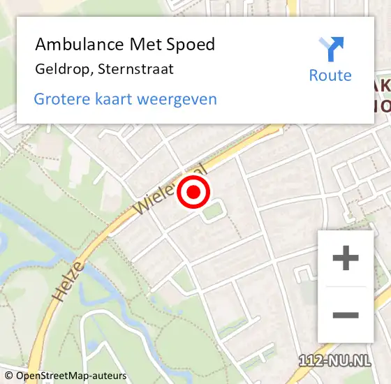 Locatie op kaart van de 112 melding: Ambulance Met Spoed Naar Geldrop, Sternstraat op 10 maart 2019 14:43