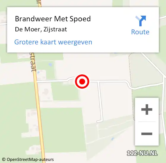 Locatie op kaart van de 112 melding: Brandweer Met Spoed Naar De Moer, Zijstraat op 10 maart 2019 14:46