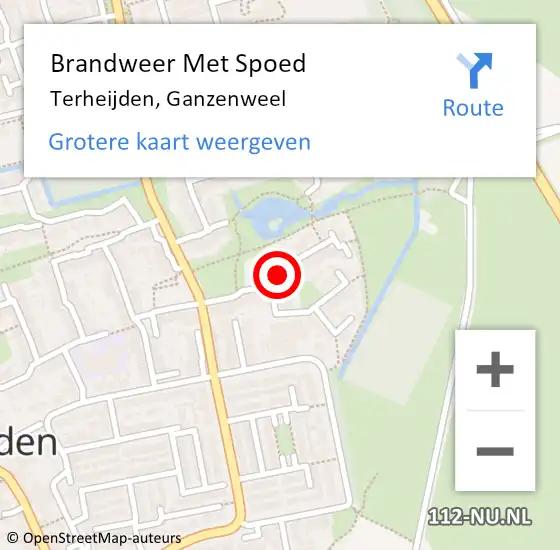 Locatie op kaart van de 112 melding: Brandweer Met Spoed Naar Terheijden, Ganzenweel op 10 maart 2019 14:52