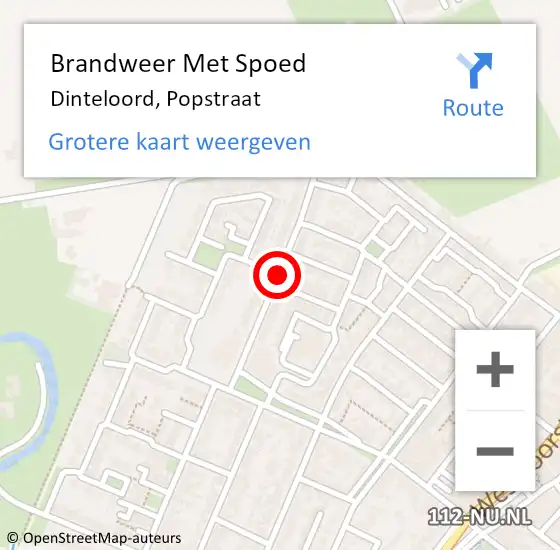 Locatie op kaart van de 112 melding: Brandweer Met Spoed Naar Dinteloord, Popstraat op 10 maart 2019 14:56