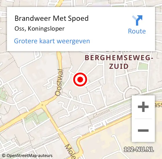 Locatie op kaart van de 112 melding: Brandweer Met Spoed Naar Oss, Koningsloper op 10 maart 2019 15:04