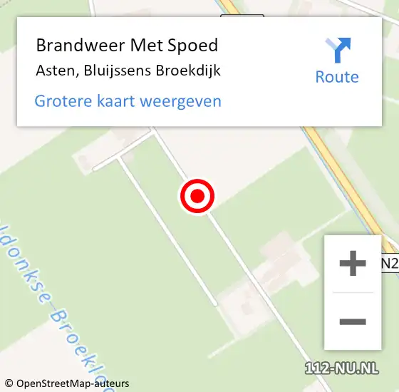 Locatie op kaart van de 112 melding: Brandweer Met Spoed Naar Asten, Bluijssens Broekdijk op 10 maart 2019 15:07