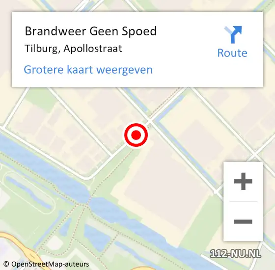 Locatie op kaart van de 112 melding: Brandweer Geen Spoed Naar Tilburg, Apollostraat op 10 maart 2019 15:09