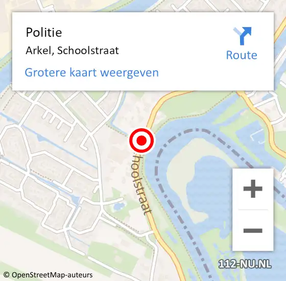 Locatie op kaart van de 112 melding: Politie Arkel, Schoolstraat op 10 maart 2019 15:20