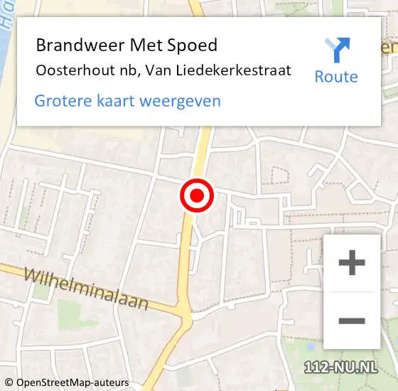 Locatie op kaart van de 112 melding: Brandweer Met Spoed Naar Oosterhout nb, Van Liedekerkestraat op 10 maart 2019 15:22